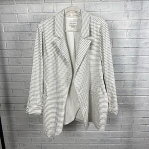 Skies are Blue Curvy Cotton Knit Blazer Gray Stripe Womens Size 3X Workwear